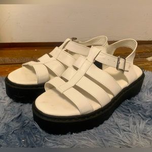 white Platform gladiator sandals